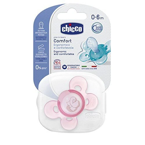 CHICCO SUCCHIETTO PHYSIO COMFORT GIRL SILICONE 0-6MESI 1 CHICCO SUCCHIETTO PHYSIO COMFORT GIRL SILICONE 0-6MESI