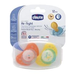 Chicco Chicco Succhietto Air Luminoso Night 12m+ Caucciu 2 Pezzi