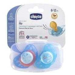 Chicco Chicco Succhietto Air Blu 6-12 M Caucciu 2 Pezzi